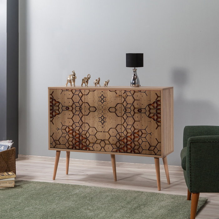 Hanah Home Mega-720 Consola Roble Sonoma Tablero Partículas Melaminado 120x90x36cm